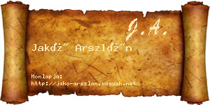Jakó Arszlán névjegykártya